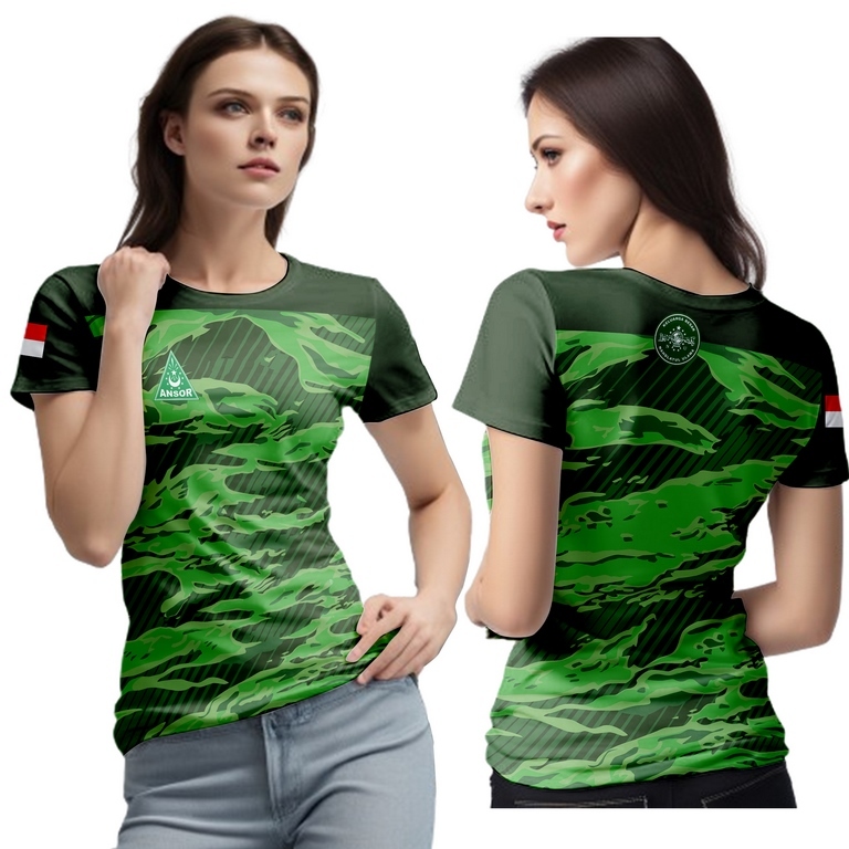 kaos wanita lengan pendek / baju jersey ansor NU - banser -dryfit high quality terbaru