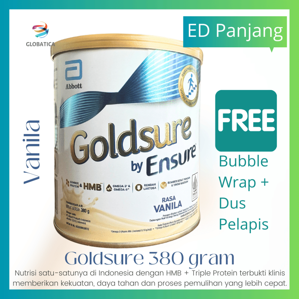 

Goldsure By Ensure Vanila 380 Gram - Susu Penambah Nutrisi Dewasa dan Lansia Selama Masa Pemulihan