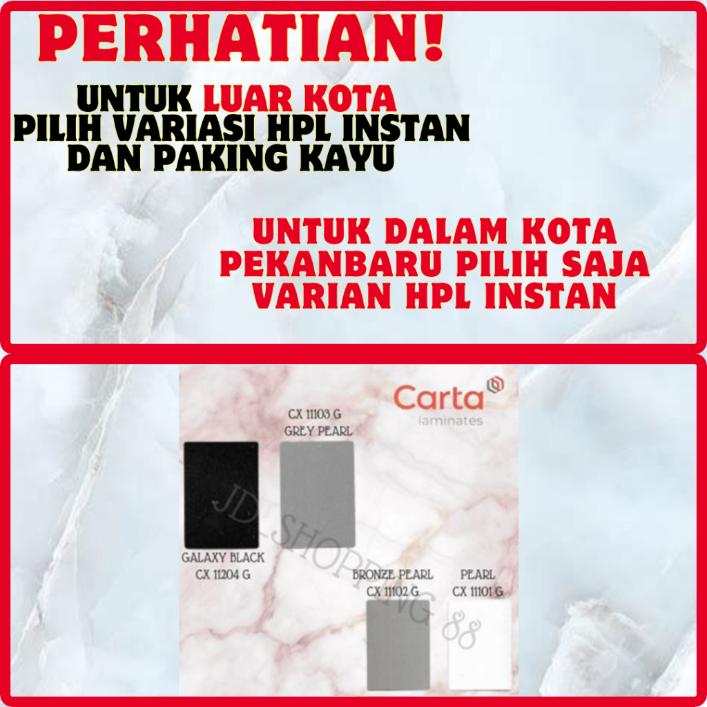 (LUAR KOTA WAJIB PALLET KAYU) HPL CARTA PEARL CT 8104/8003/8002/8001 G CX 11204/11103/11102/11101 G