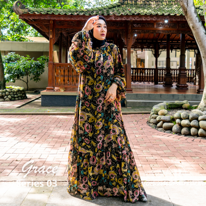 Bnlluxury Gamis Ceruty Premium Dress Model Grace Ukuran S Sampai XXL Jumbo Baju Muslim Wanita Dewasa