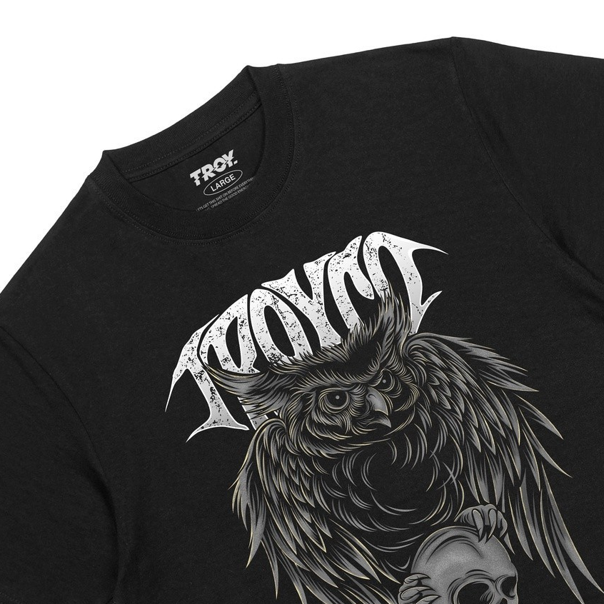 Troy Company Tshirt Black Nightmare Owl - Kaos Pria Lengan Pendek Hitam MT 2199