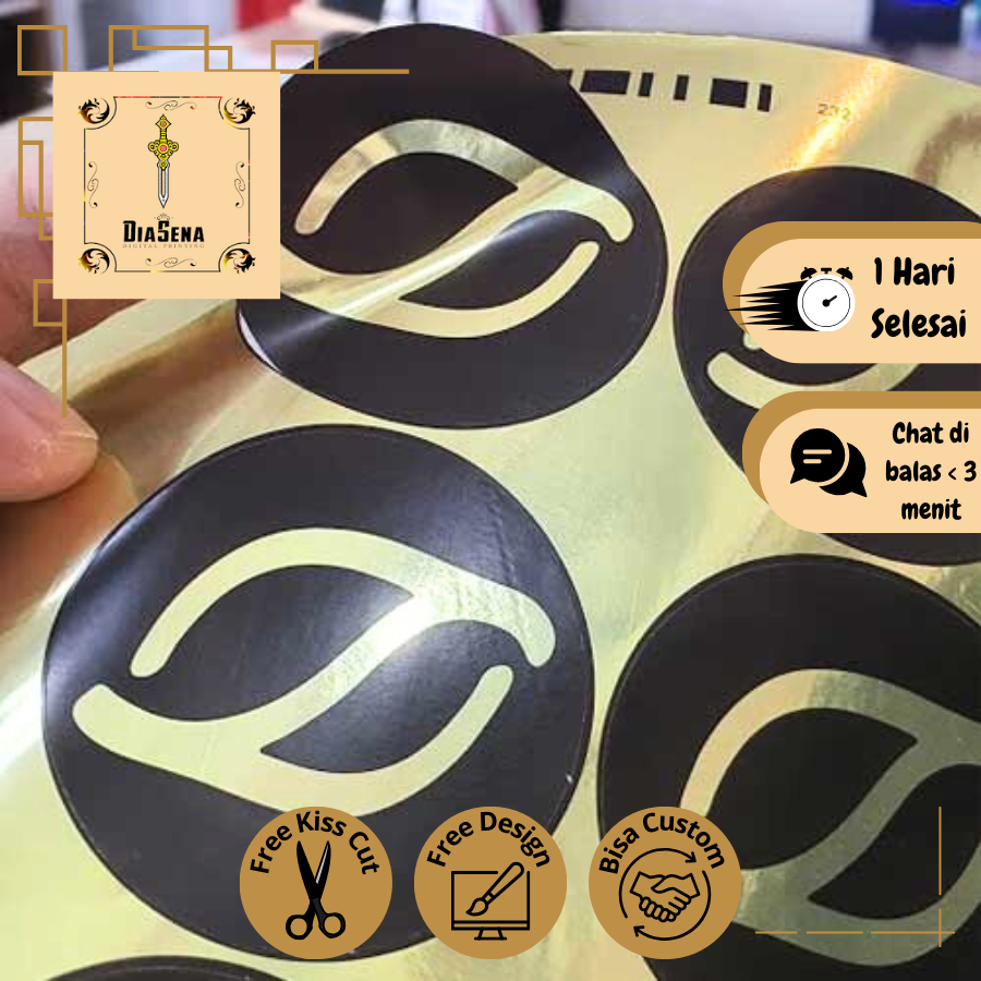 

SBGS 7-10 Cetak Custom Diasena Sticker Label Gold Stiker Logo Olshop