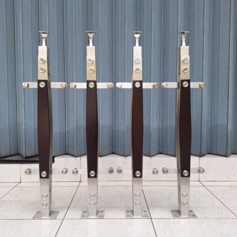 RAILING TANGGA STAINLESS SUS 304 / RAILING STAINLESS KOMBINASI KAYU / STAINLESS DOFF SUS 201 / DOBEL