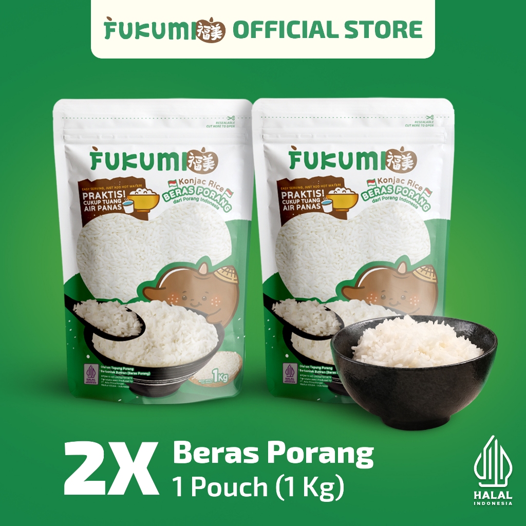 

FUKUMI Beras Porang 2 Pouch 1 KG - Shirataki Rice