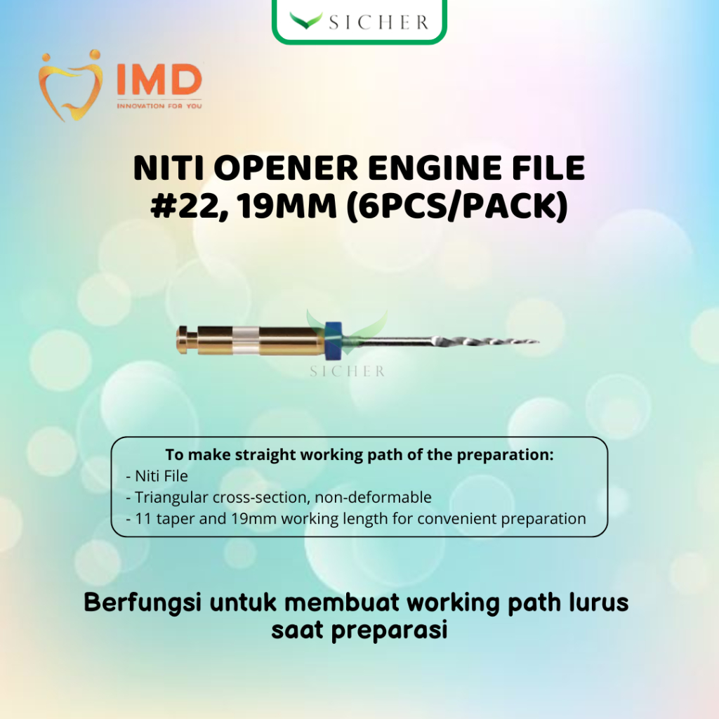 Niti Opener Engine File/File Endo Preparasi Saluran Akar Rotary/Rotary Files Endomotor-IMD (Original