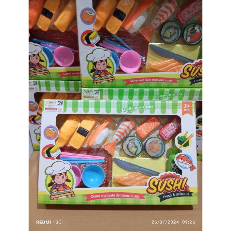 mainan delicious sushi washabi mainan anak sushi set