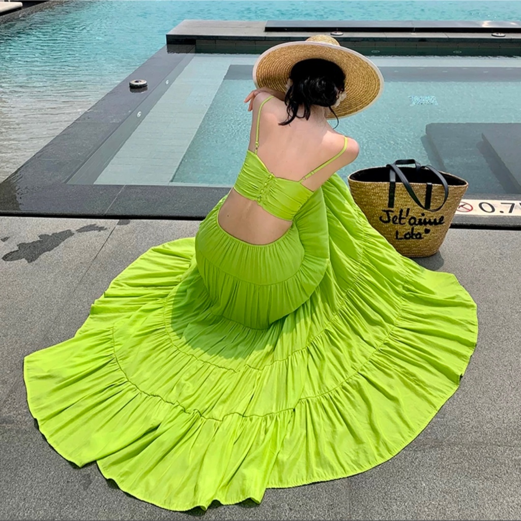 Dress wanita baju pantai women premium fashion murah casual pesta party maxi bali import D0480