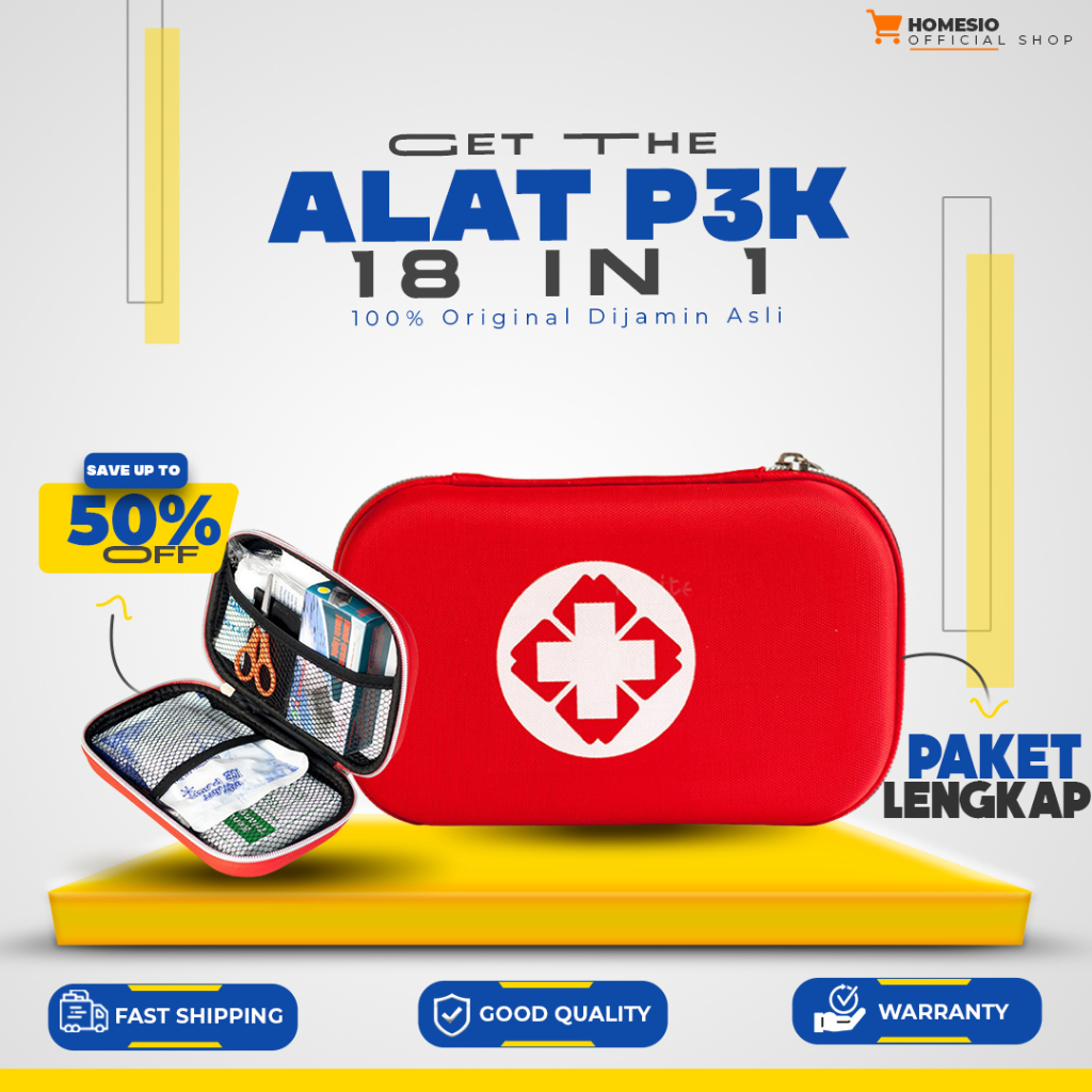 18 in 1 Perlengkapan Alat Medis P3K isi Lengkap dengan Tas Kotak First Aid Kit Mobil Outdoor Travel