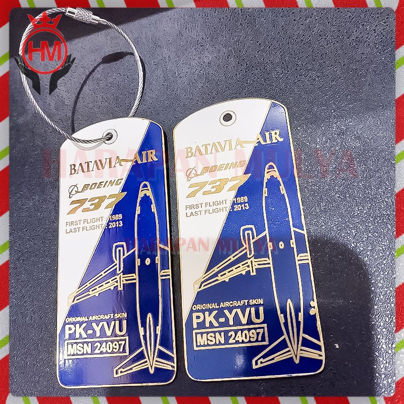 Ganci Pesawat Batavia Air 737 Warna Biru Gantungan Kunci Batavia Air Pesawat Kotak - HM