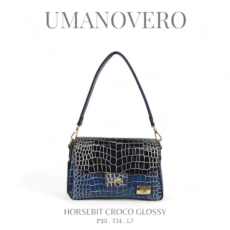 Tas Umano Vero Horsebith Croco Glossy 3436-1 (Barang Ready Stok) Tas Pesta Tas Selempang Tas Bahu Ta