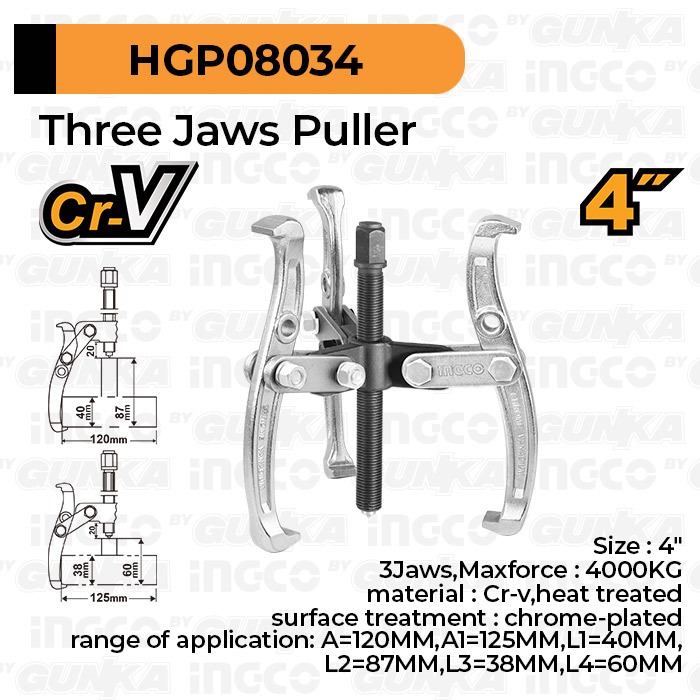 Three Jaws Puller (4") HGP08034 Traker Katrol Tarik 3 Cakar Montir Motor Menarik Tarik Baut Bearing 