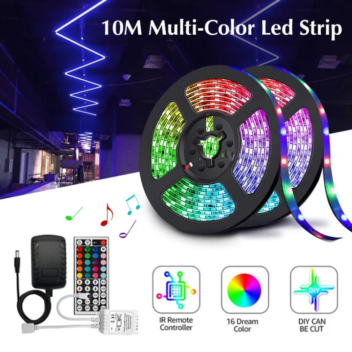 PAKET LAMPU LED STRIP 2835 RGB 10M IP44 IP33 RGB REMOTE LAMPU HIAS WARNA WARNI LAMPU KAMAR AESTHETIC