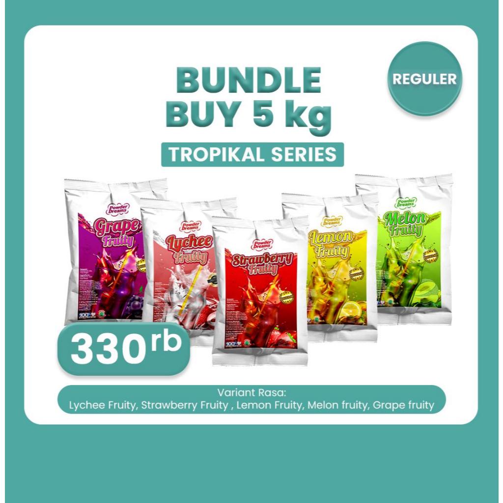 

Powder Dreams Paket Usaha 5 KG Bubuk Minuman Varian Rasa Buah Fruity Lebih Hemat