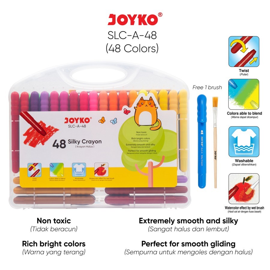 

Silky Crayon Krayon Halus Joyko SLC-A 48 Warna Original (1 SET) / Pensil Krayon Silky Art Washable Crayon Mewarnai Anak Joyko SLC-A-48