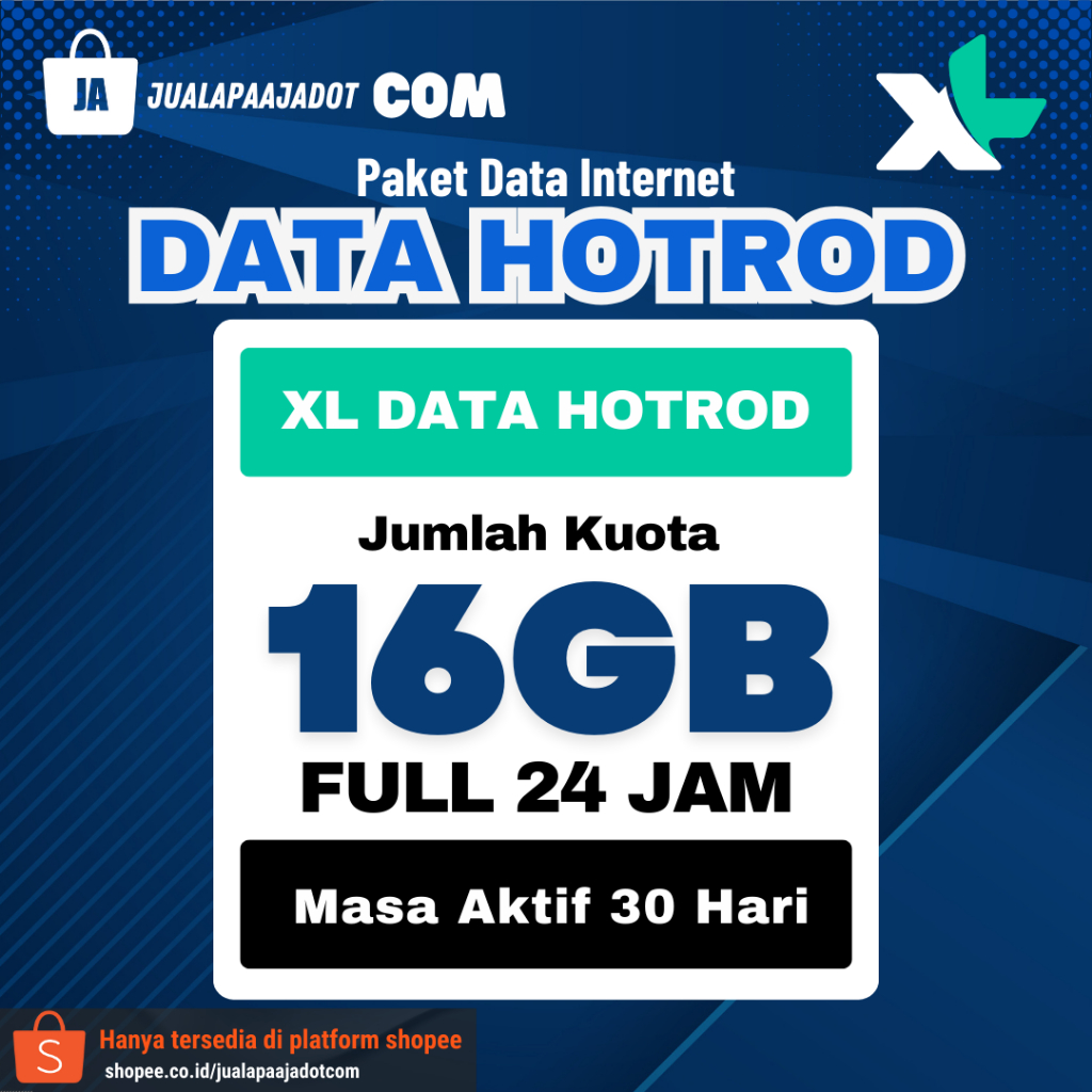 PAKET INTERNET DATA HOTROD XL [16 GB] | Proses cepat 10 menit