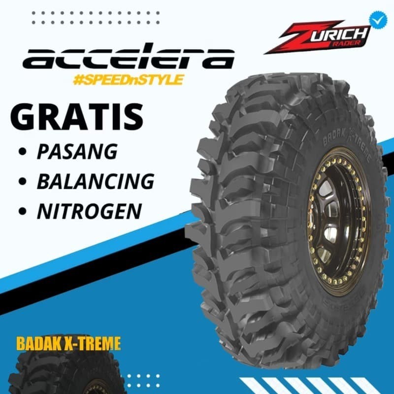 Ban Mobil 33 12,5 R15 Merek Accelera Badak Xtrema Ukuran 33/12,5 R15