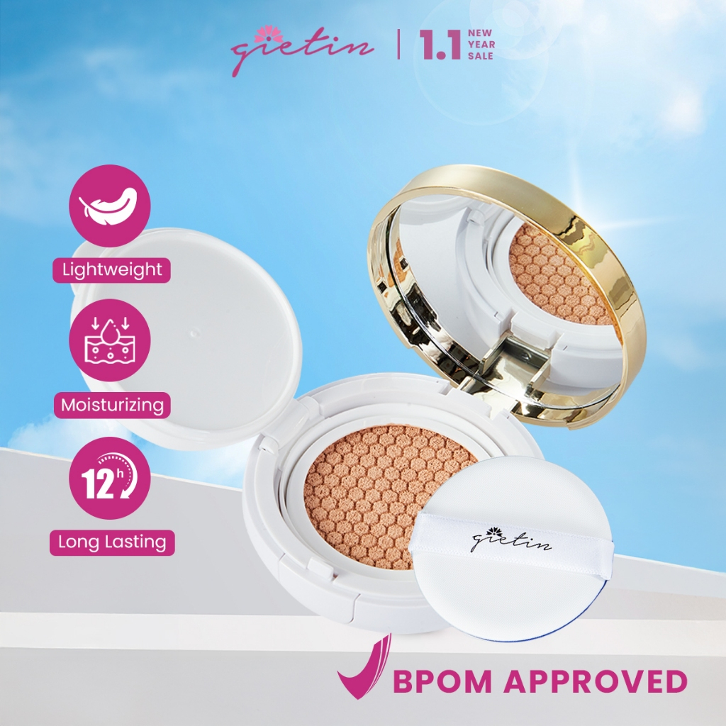 BPOM GIETIN Luminous Golden BB Cushion GT08 Foundation Makeup COVERAGE