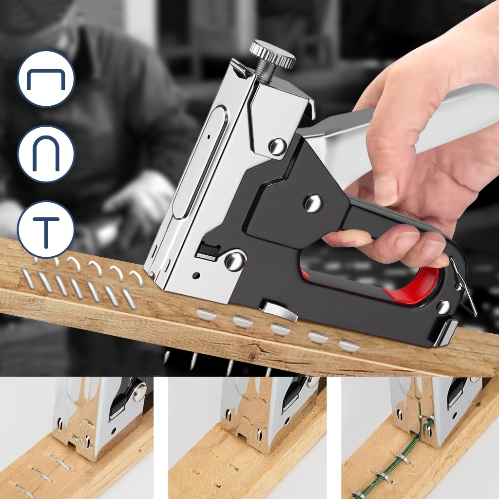

【Ready】3 In 1 Stapler Gun Staples Tembak Gun Tacker Powerfull Pistol Stapler Stapler tembak kayu gun paku steples tembak 3 in 1 tacker Bisa 3 Jenis Staples