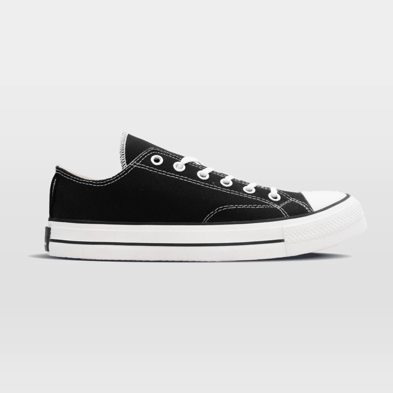 Sepatu Polos TPS Black White Low Local | Shoes Sneakers | Merk Nobrands Footwear