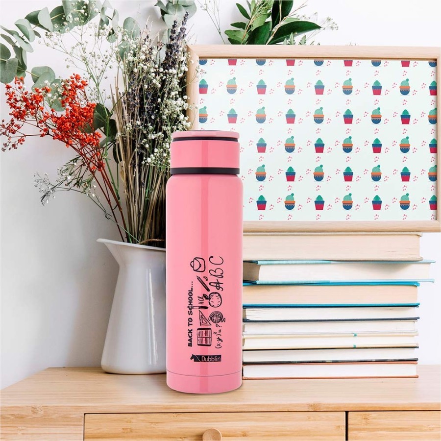 Botol Minum Vacuum Termos BOTOL by DUBBLIN Cutie 260 Hot & Cold Pink