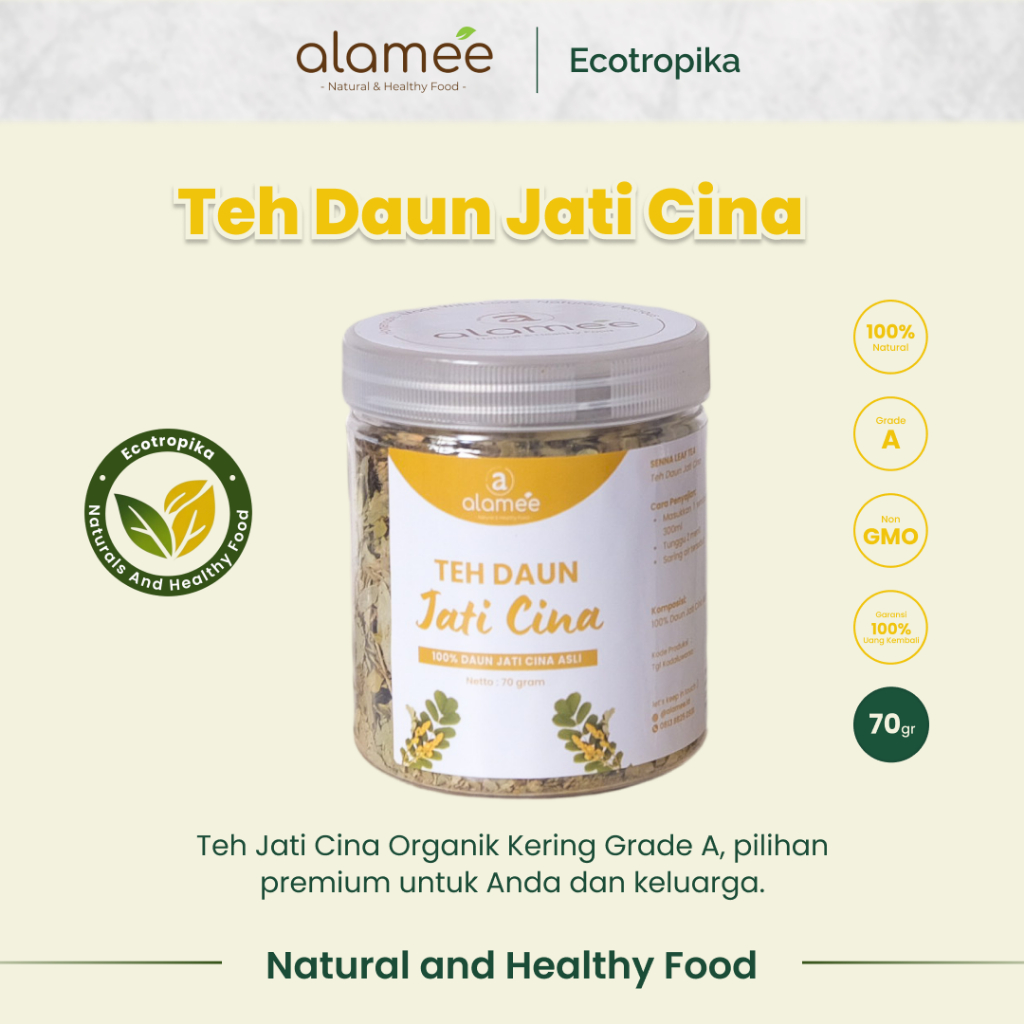 

Teh Daun Jati Cina Senna Leaf Tea Herbal Alami Organik Dried Flower Penurun BB Detox Pelangsing 70gr