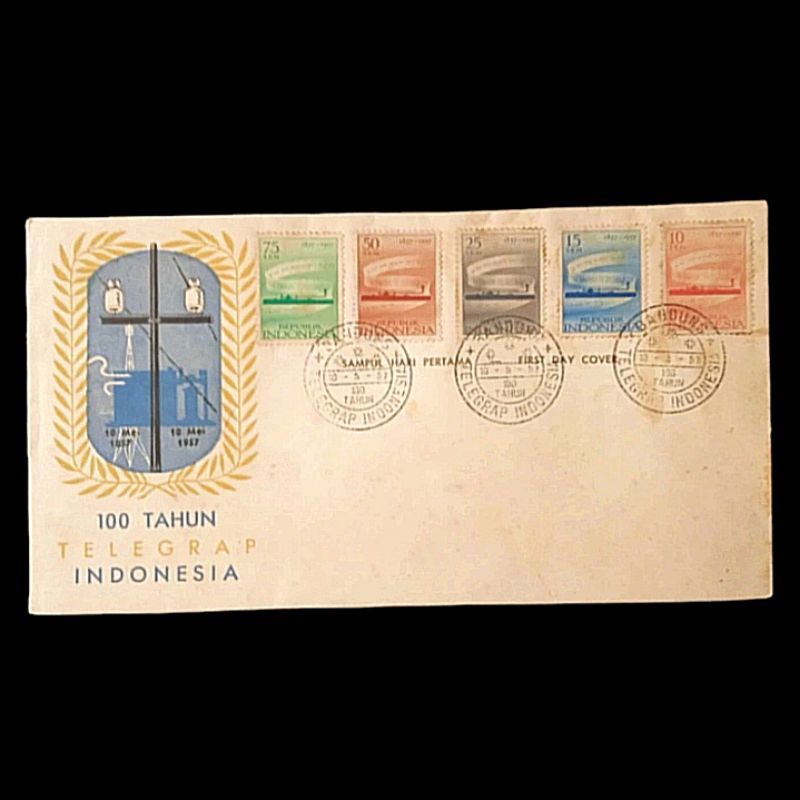 

Perangko Sampul Hari Pertama Langka 100 TAHUN TELEGRAP INDONESIA 1957