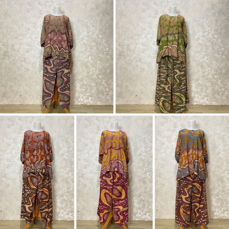 Daster batik set celana panjang lengan panjang Premium