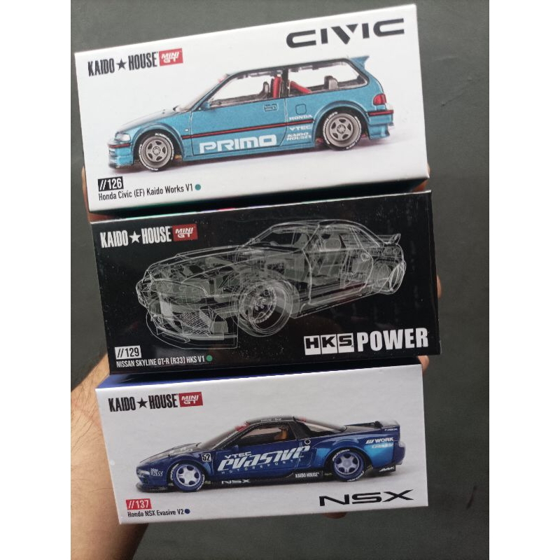 MINI GT KAIDO HOUSE SET 3 PCS R33 HKS CIVIC NSX