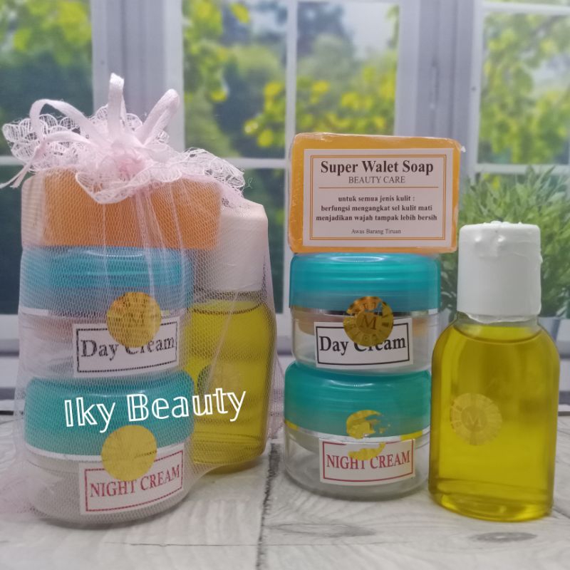 1set krim walet biru 4in1 krim siang,malam,sabun toner