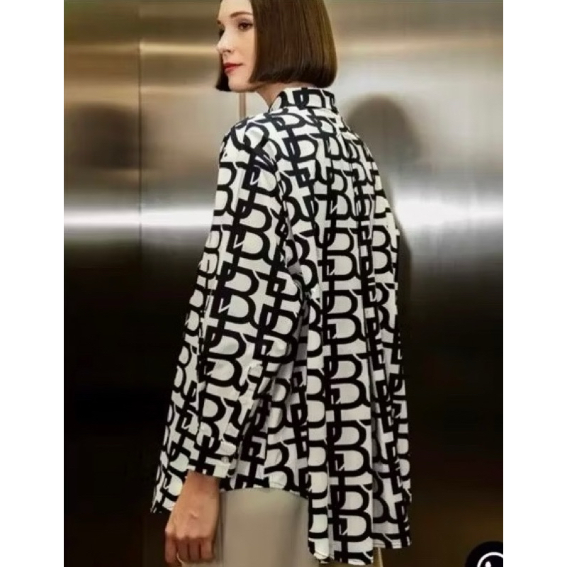 Nata Oversized Shirt - Monogram Black Benang jarum