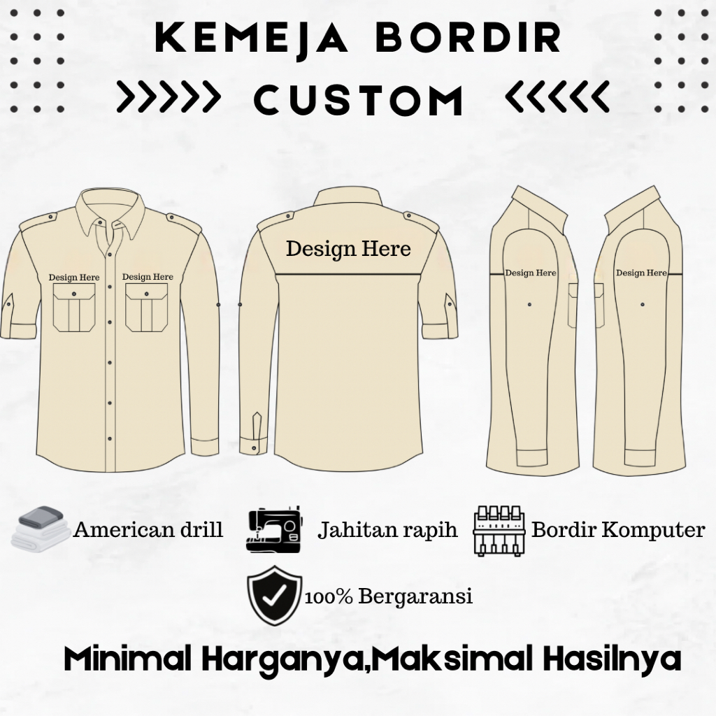 KEMEJA BORDIR CUSTOM | KEMEJA CUSTOM | BORDIR KEMEJA  KEMEJA BORDIR AMERICAN DRILL | CUSTOM