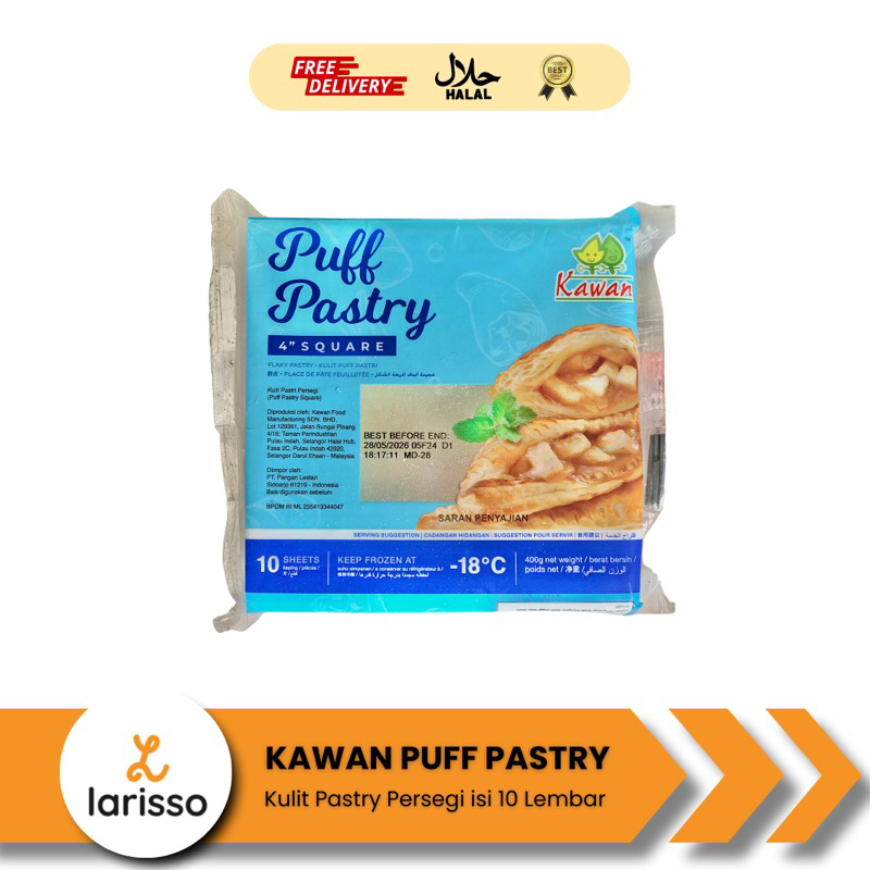 

Kawan Food Puff Pastry 10 Lembar - Kulit Pastry Frozen Food Bentuk Persegi