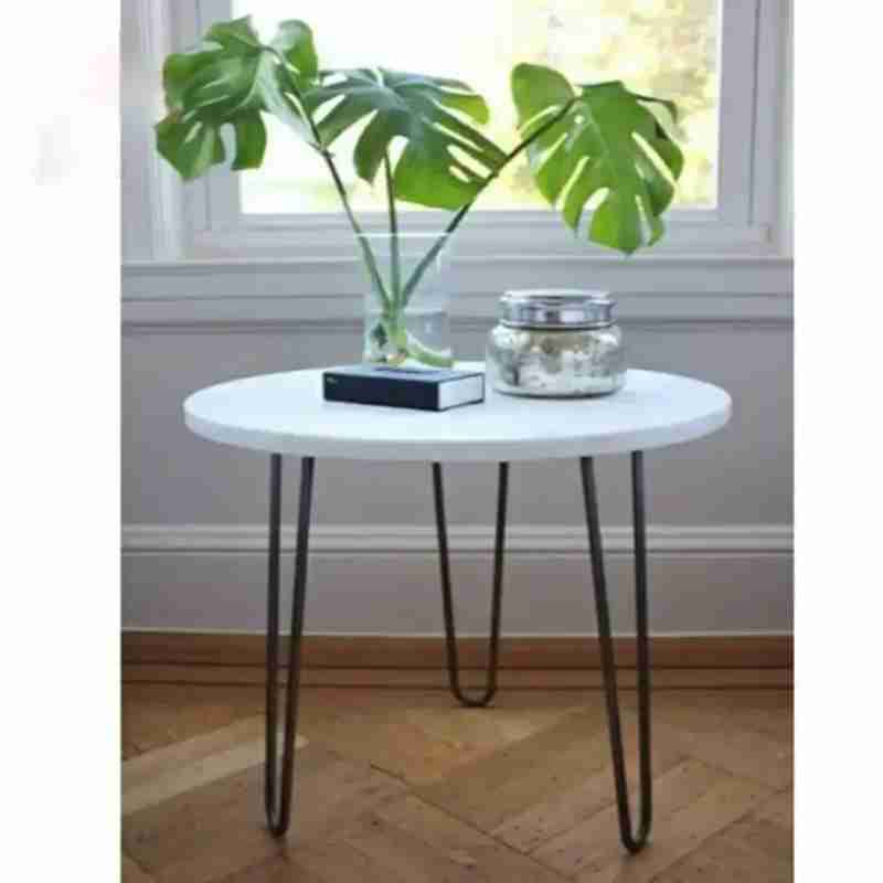 Meja Mini Aesthetic - MEJA KOPI KEKINIAN/MEJA BULAT/MEJA SUDUT MINIMALIS - MEJA SUDUT D40 PUTIH