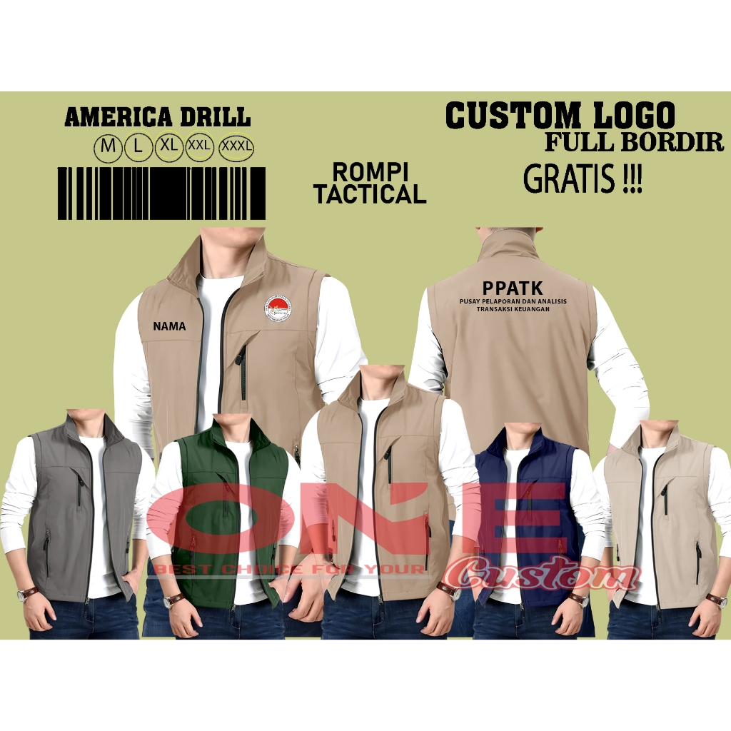 Rompi Tactical Outdoor Rompi Lapangan Free Custom Bordir Premium PPATK