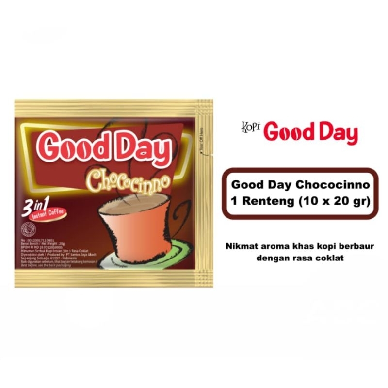 

Kopi Good Day Chococinno 3 in 1 Coklat / Kopi Good Day Coklat Kopi Instan (20 g / 10pcs)