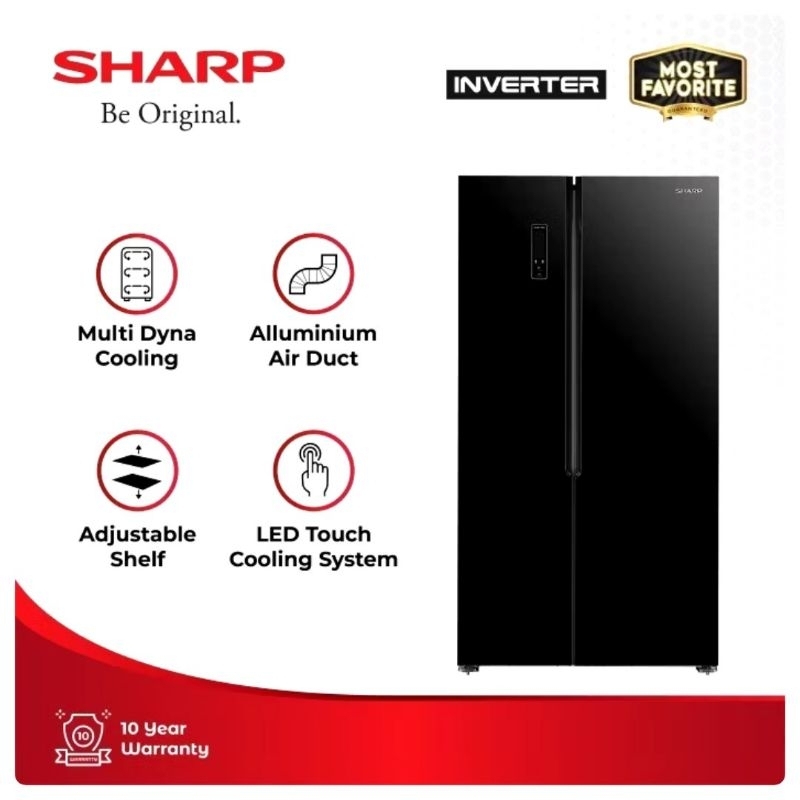 Kulkas Sharp SJ-IS61GA BK Kulkas Sharp Sidebyside 2 Pintu 563L