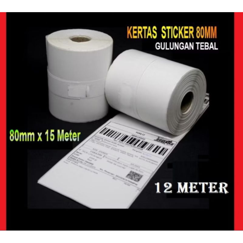

Kertas Sticker Label Printer Thermal 80 MM Continue Paper isi 12 meter TOP
