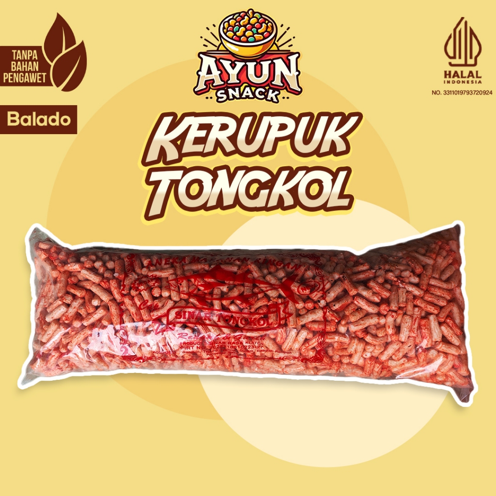 

KERUPUK TONGKOL 1KG (1 BALL) , STIK IKAN TONGKOL food cemilan chips snack AYUN SNACK - RASA BALADO