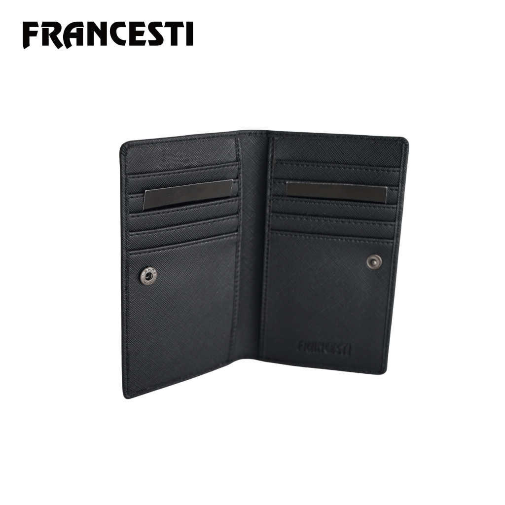 Francesti Dompet Kartu kredit,atm,ktp 694a Pria,Wanita Kulit PU Premium Black/Blue