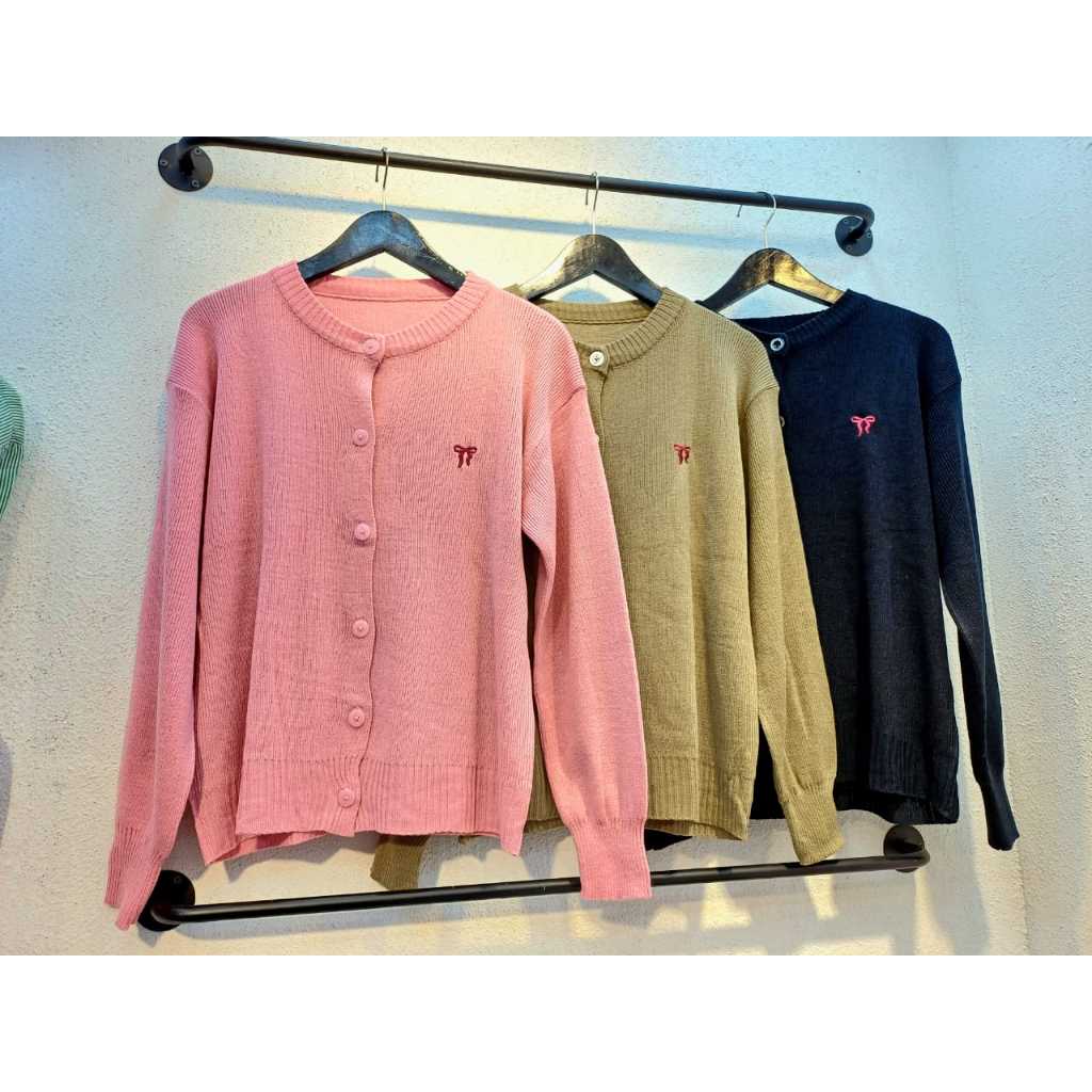 [LaVaylin] LV044 Top Atasan Sweater Cardigan Pita Wanita Korea Texture Premium Fashion Modern Terbar