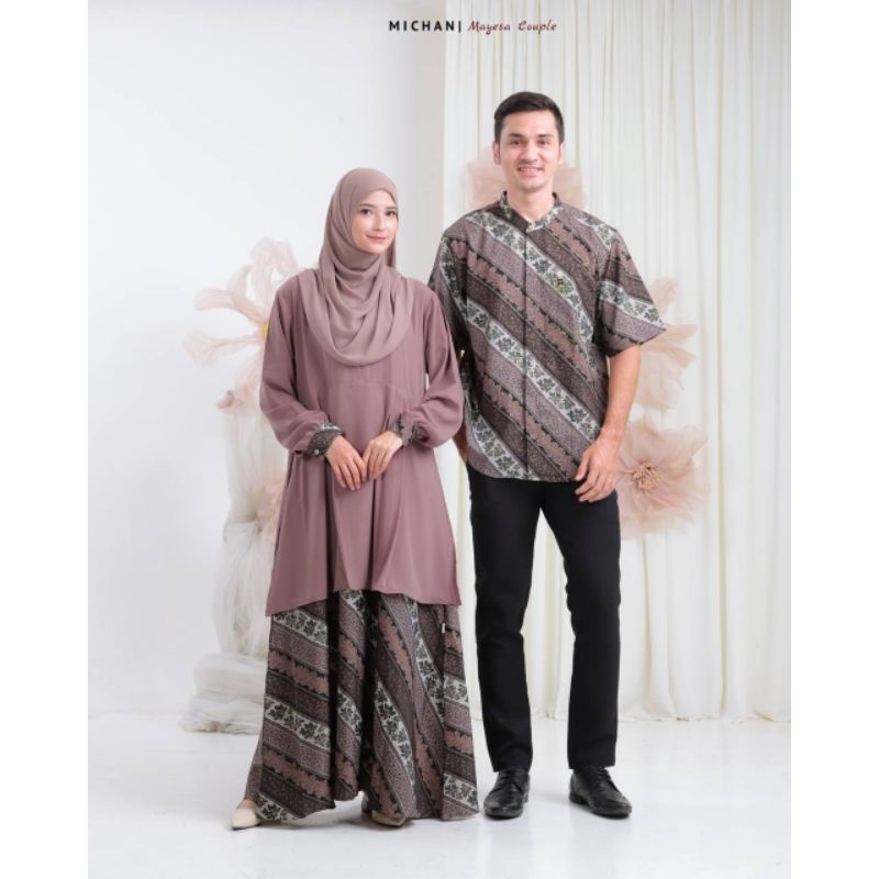 Baju Batik Couple Baju seragam Batik Mayesa Couple Michan baju muslim batik couple set kerudung baju