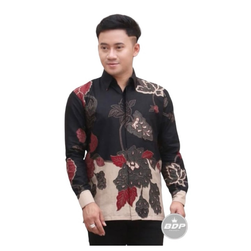 KEMEJA BATIK PRIA LENGAN PANJANG  BAHAN ADEM MOTIF TERKEREN TERLARIS - BAJU BATIK PRIA COWOK DEWASA 