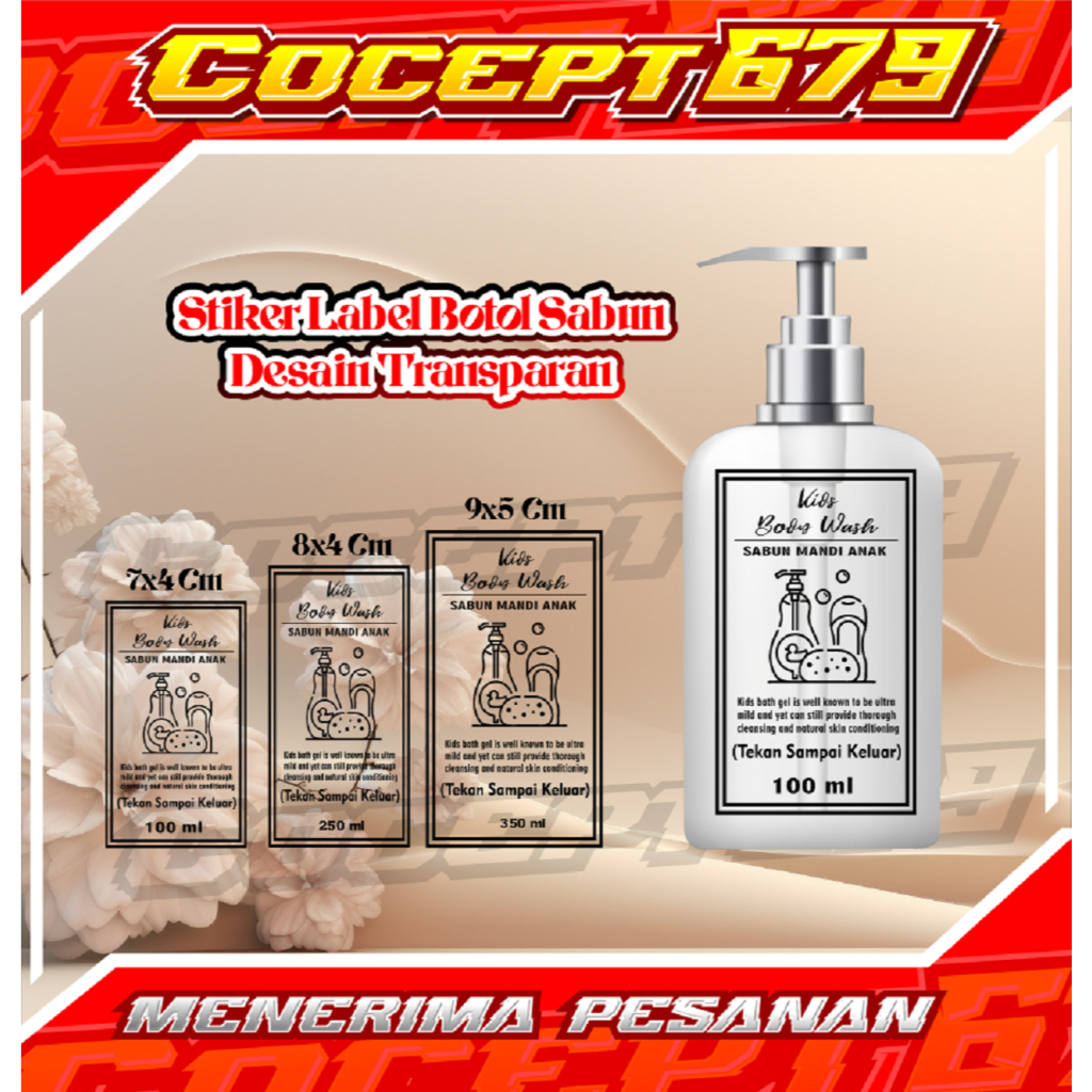 

Stiker Quantac + Desain Transparan Untuk Botol Sabun Ukuran Menyesuaikan + Bisa Custom Desain