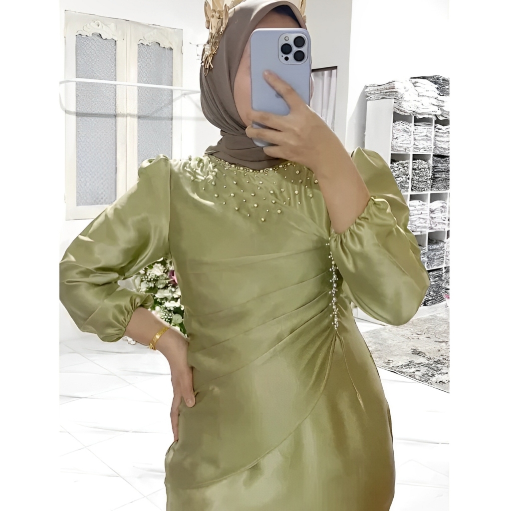 TERMURAH Vina Dress Kondangan Viral Gaun Kondangan Rok Duyung Gaun Pesta Moderen Dress Satin Mermaid