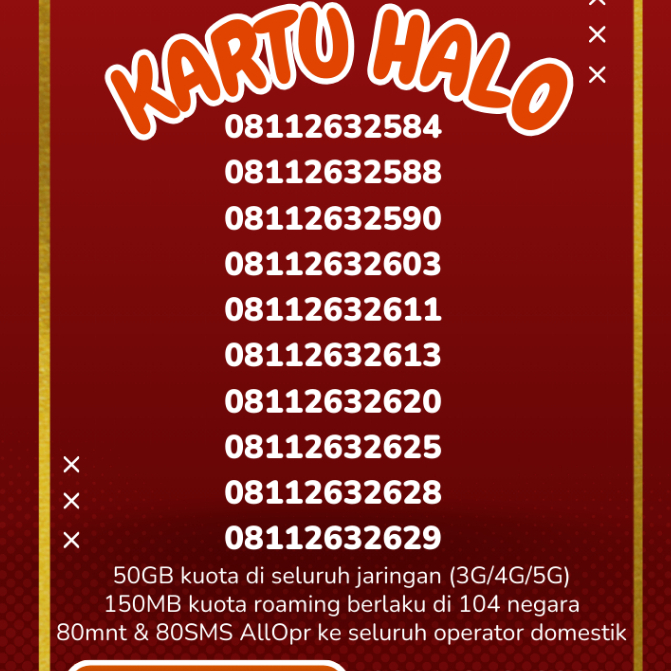 Kuota 50GB  Telkomsel kartu halo 11 digit nomor 20