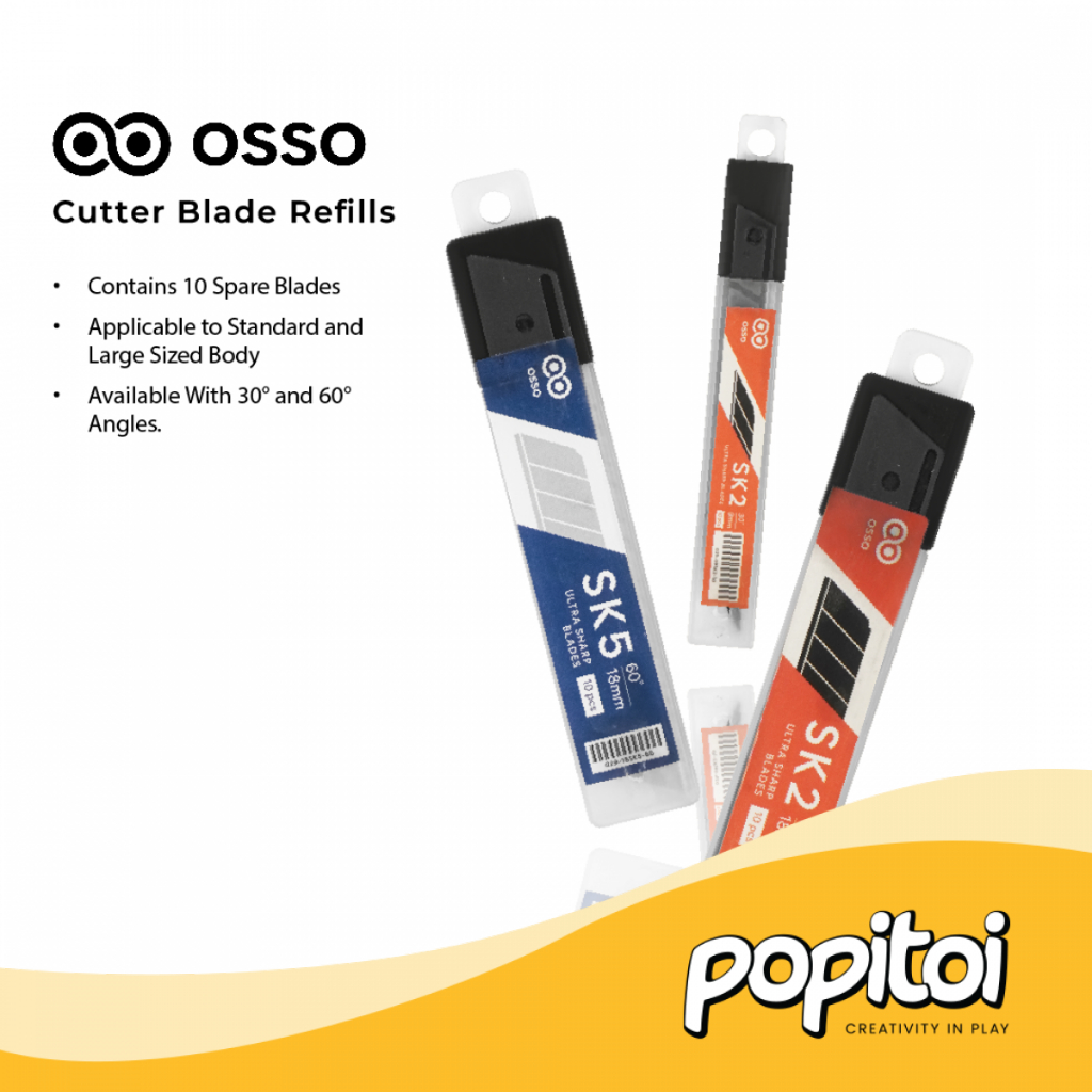 

OSSO Cutter Blade Refill 9 18 mm SK2 SK5 Isi Ulang Pisau 30 60 Derajat Catter Pisau L500 A300 L150 K*nko D*li Jo*yko