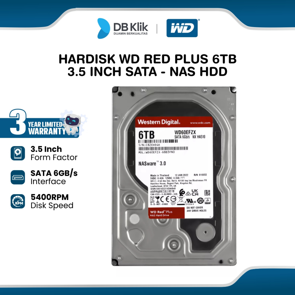 WD Red Plus Hardisk NAS 6TB SATA