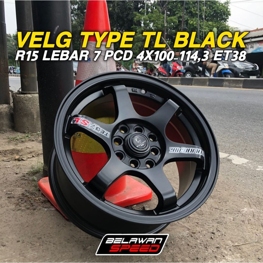 Velg Mobil TE37 BLACK Ring 15 Untuk Brio Jazz Agya Ayla Karimun Avanza Xenia dll R15