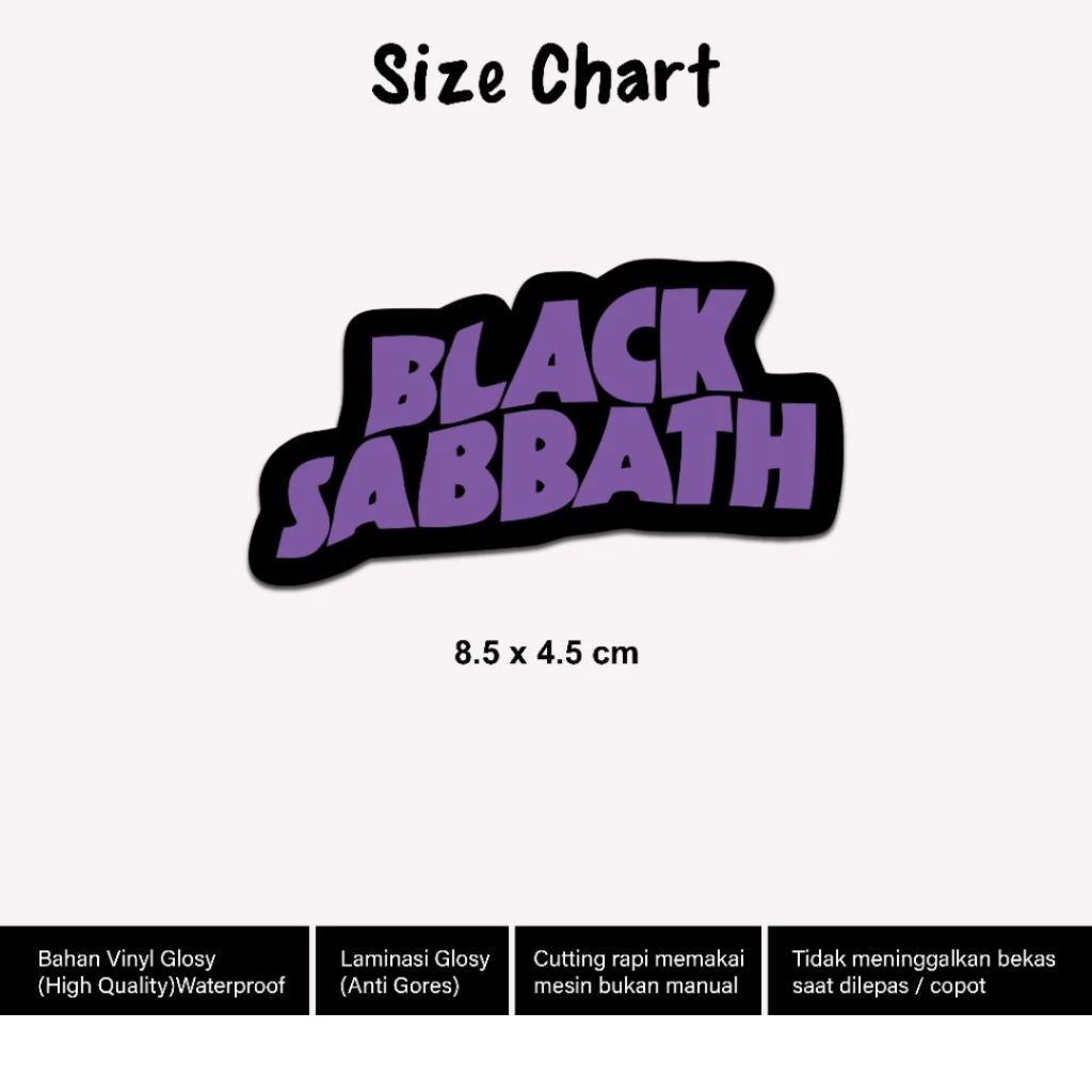 

Sticker Band Rock Black Sabbath Stiker Metal Gitar Helm HP