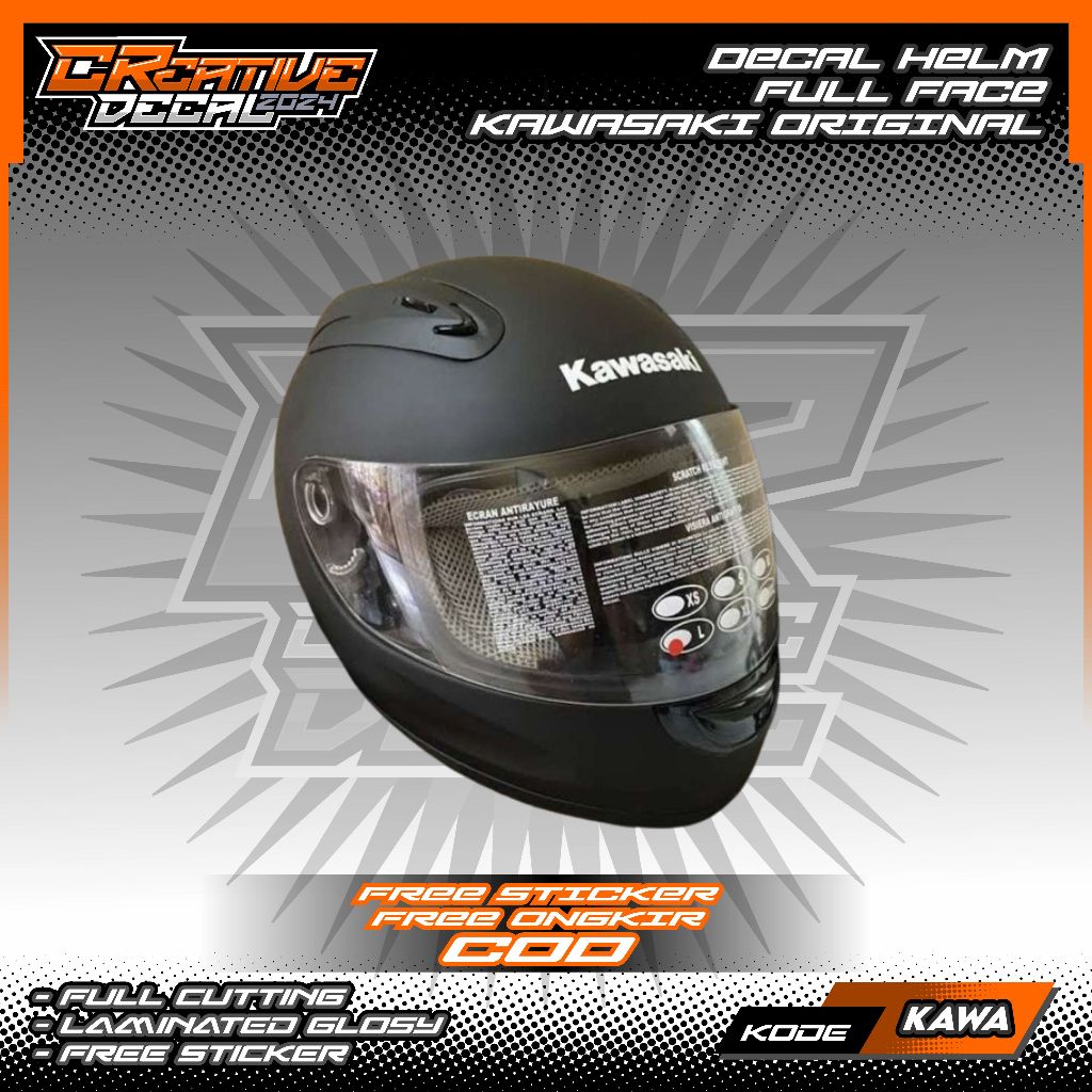 STIKER DECAL HELM KAWASAKI ORIGINAL FULL FACE | DECAL HELM | DECAL STIKER